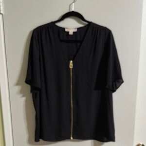 MICHAEL Michael Kors Black and Gold Relaxed Blouse